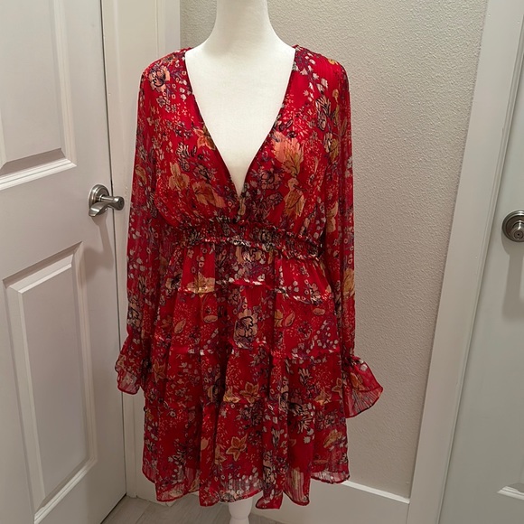 Dresses & Skirts - Free people closer to the heart red floral boho dress SZ large